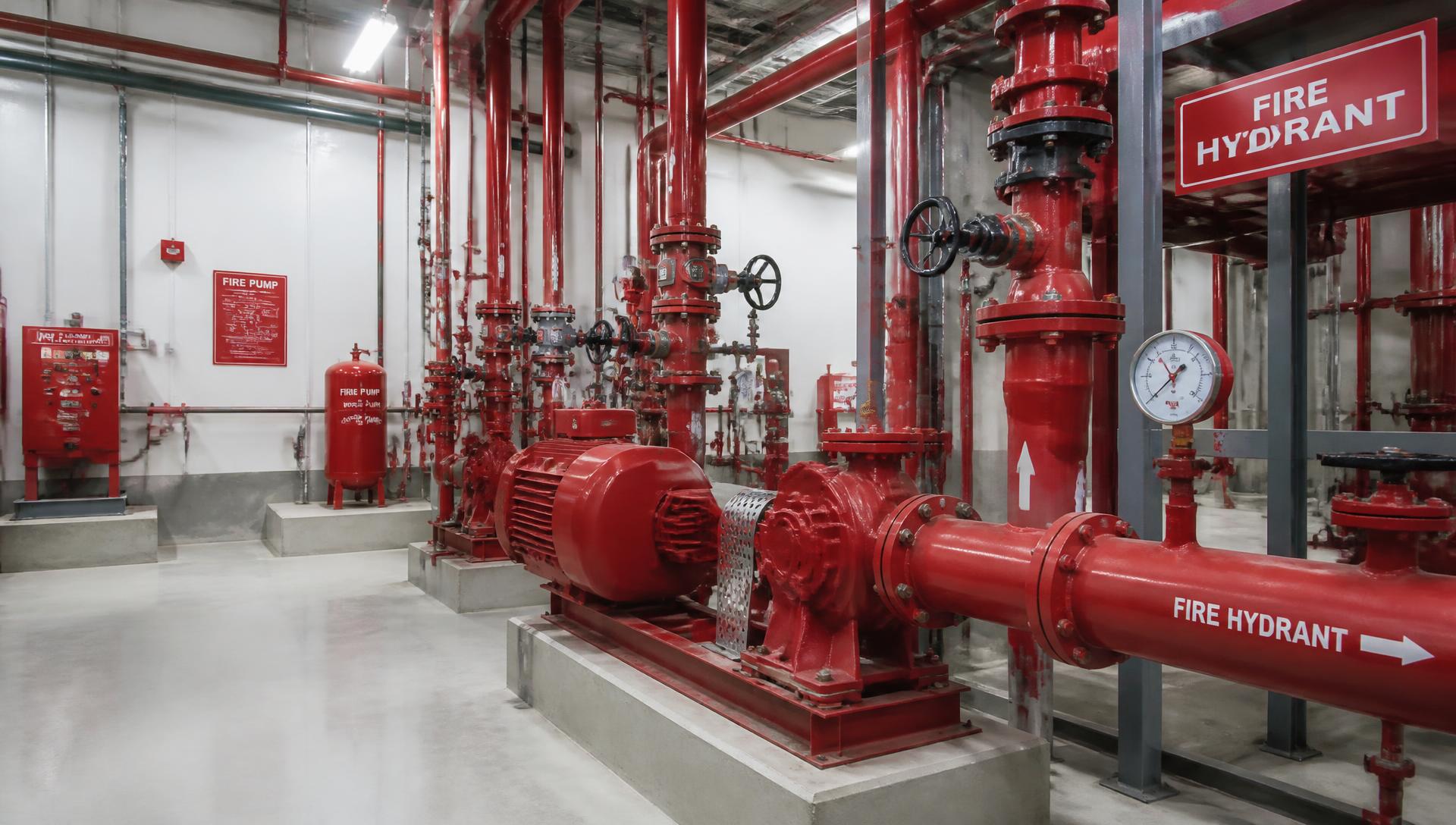 Fire fighting pump room and hydrant network