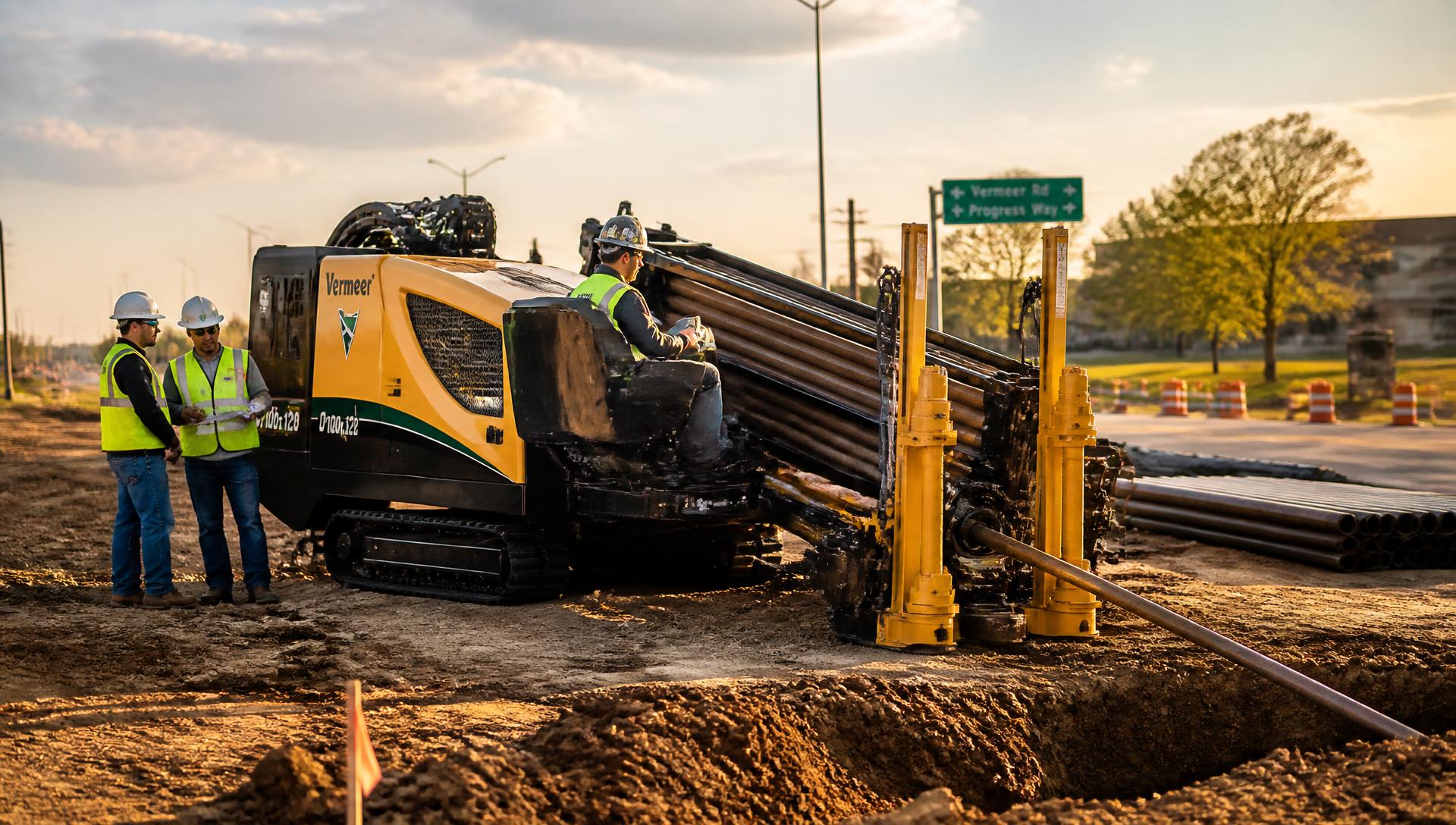 HDD machine drilling for underground utility works